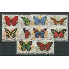 BURUNDI 1984 Yv 890/9 MARIPOSAS SERIE COMPLETA DE ESTAMPILLAS MINT RARISIMA 180 EUROS